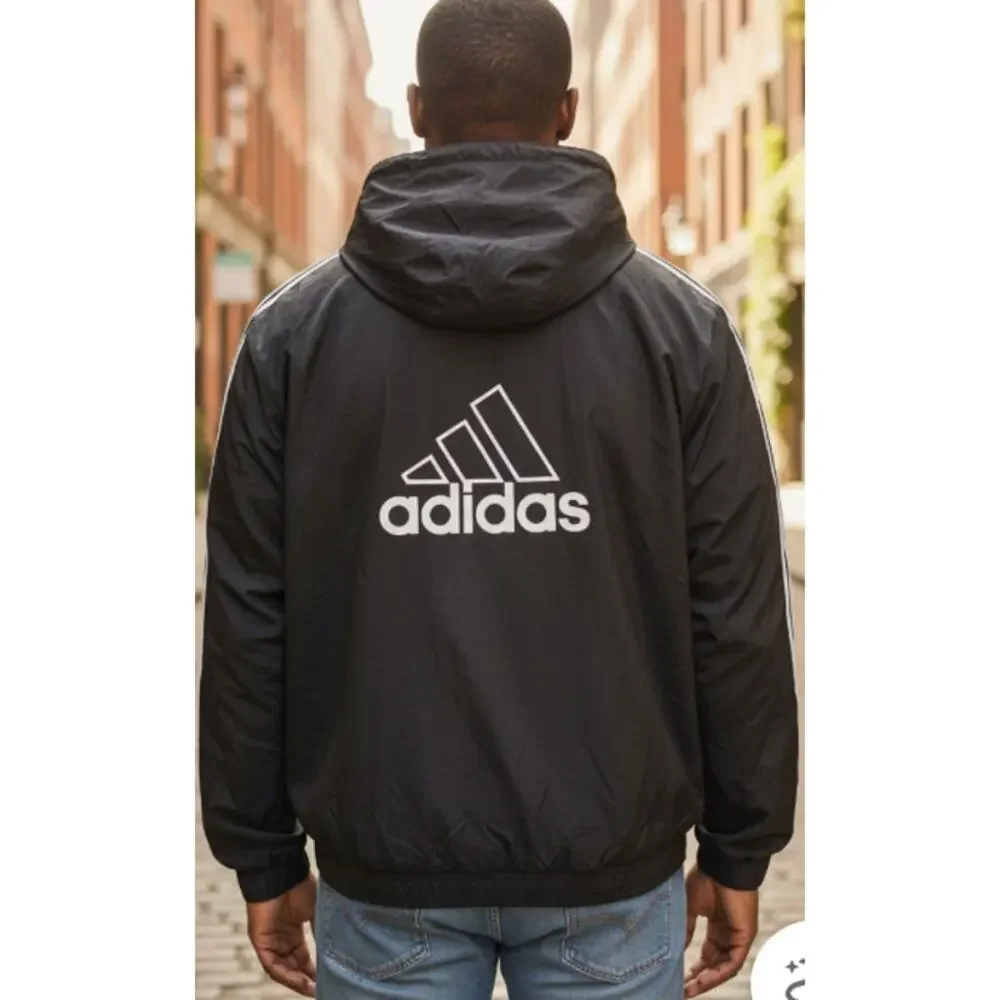 Adidas Vintage Insulated Branded Graphic Hoodie Jacket size Large